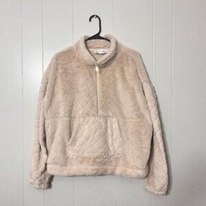 Madeline & Monroe Fleece Pull Over 1/2 Zip Beige Sweater Size XXL EUC